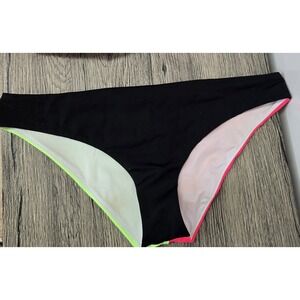VICTORIA‎ SECRET PINK Colorblock  BIKINI Bottom S/P Black Lime Pink Beach Cruise